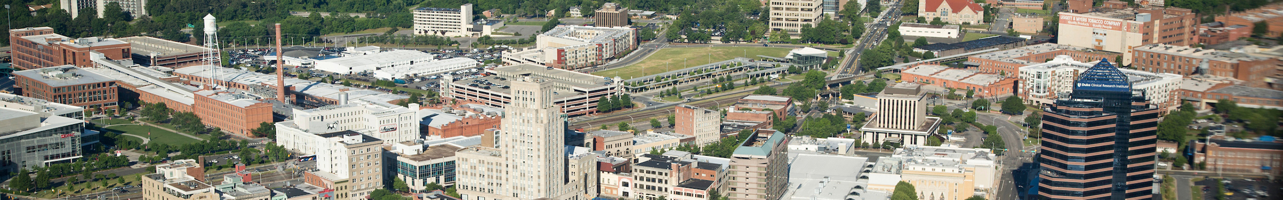aerial view of downtown Durham